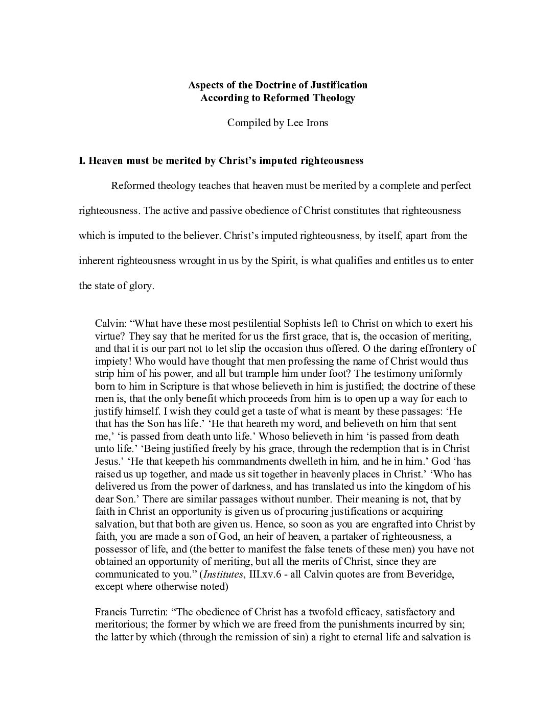 Lee, Irons-Aspects of the Doctrine of Justification