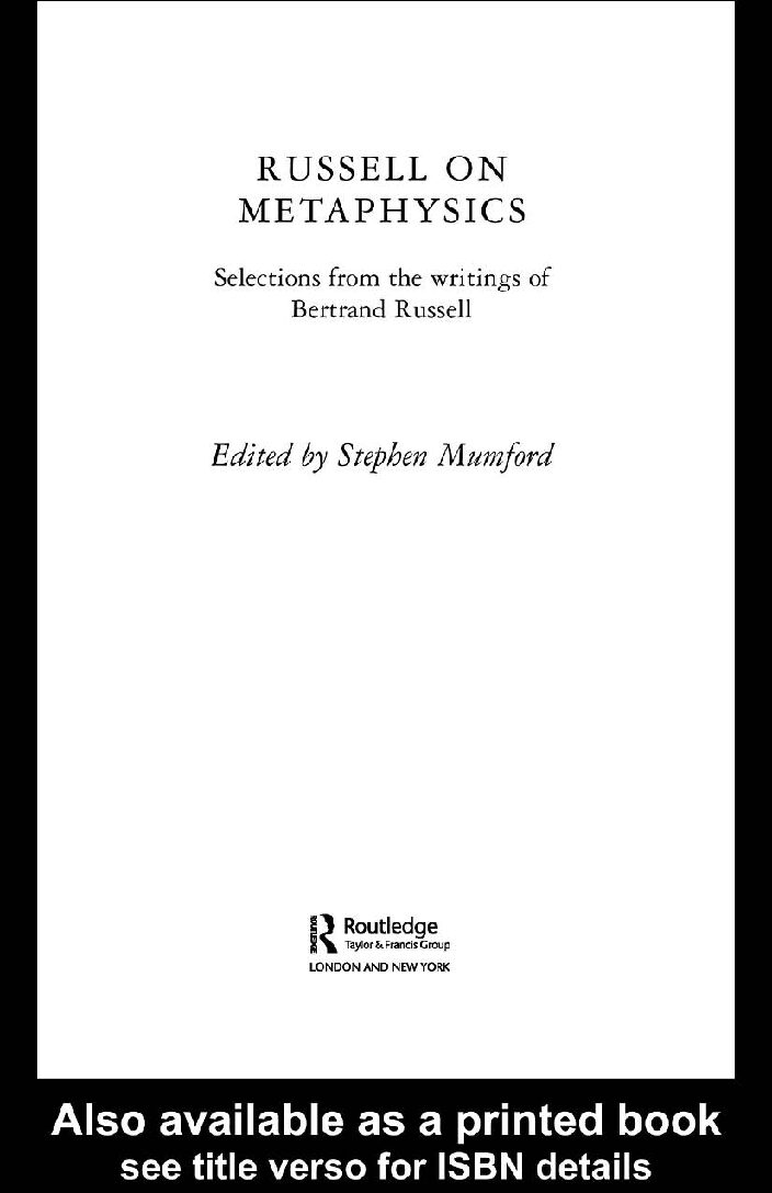Russell on Metaphysics