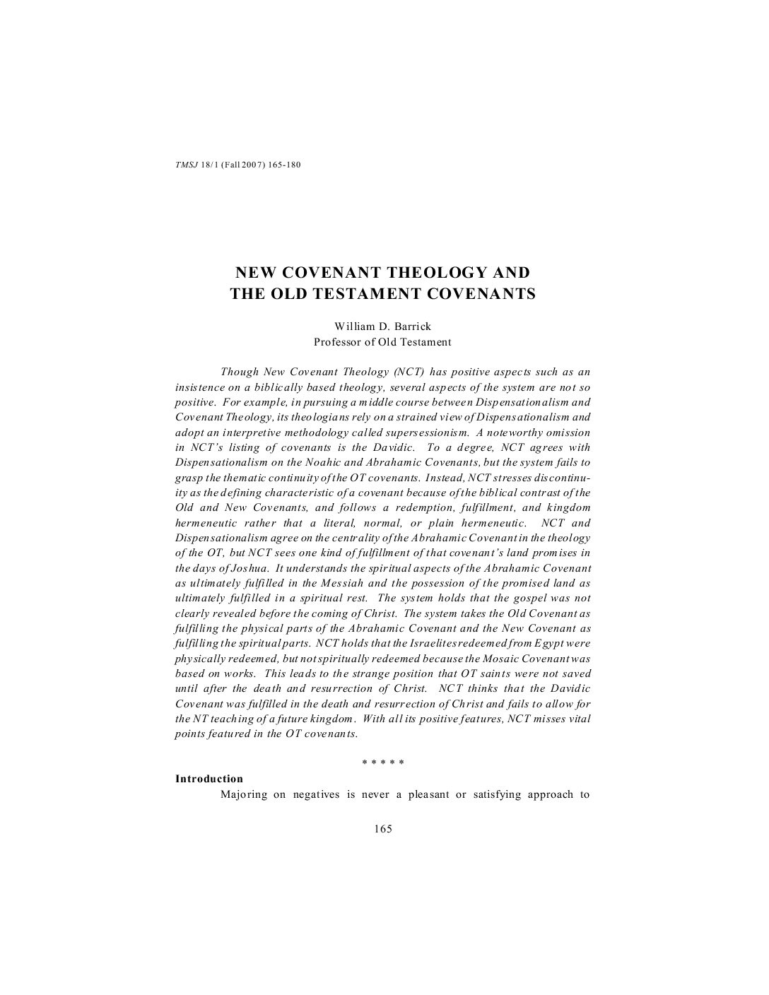 New Covenant Theology and Old Testament Covenants