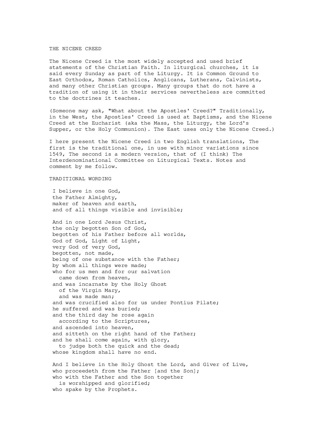 THE NICENE CREED