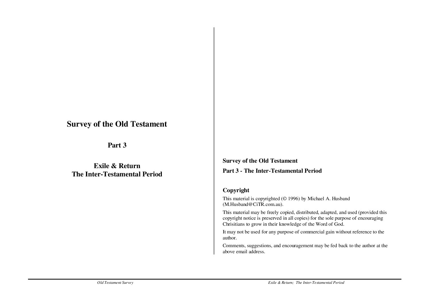 Survey of the Old Testament Part 3