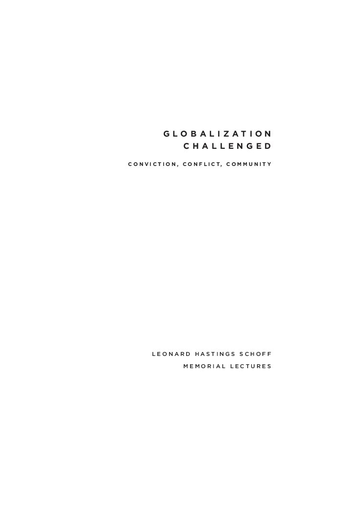 Globalization Challanged ~ Conviction, Conflict, Community
