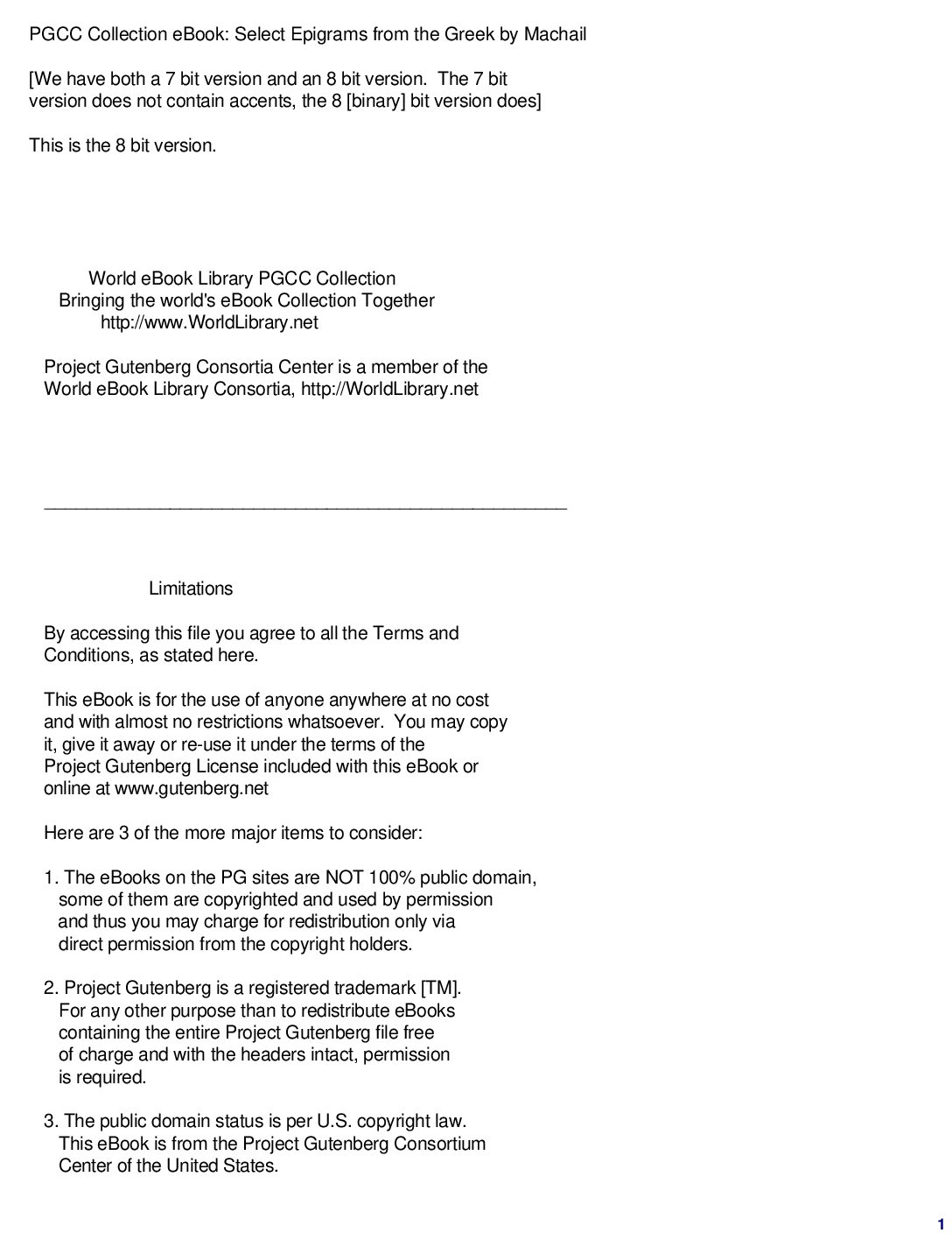 Selected Epigram from Greek