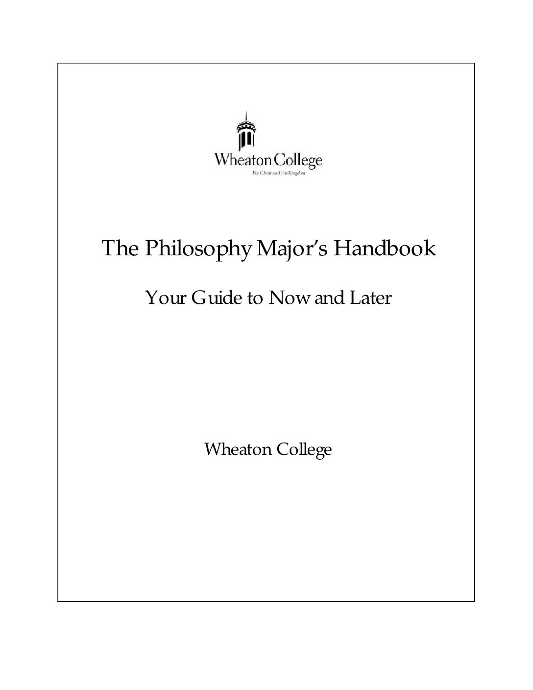 The Philosophy Major’s Handbook