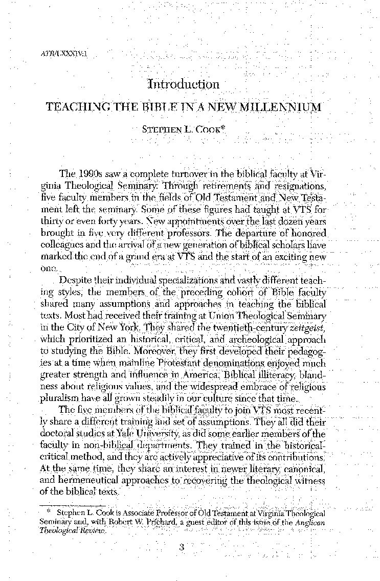 Teaching the Bible in a New Millennium. SLCook