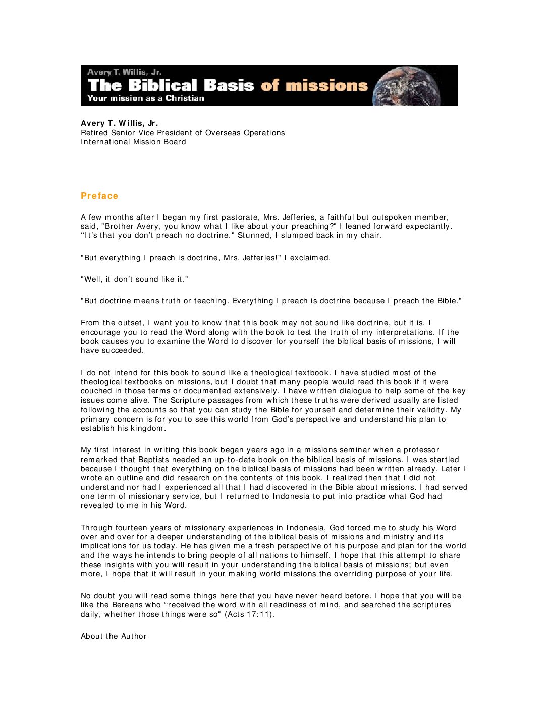 The Biblical Basis of Missions