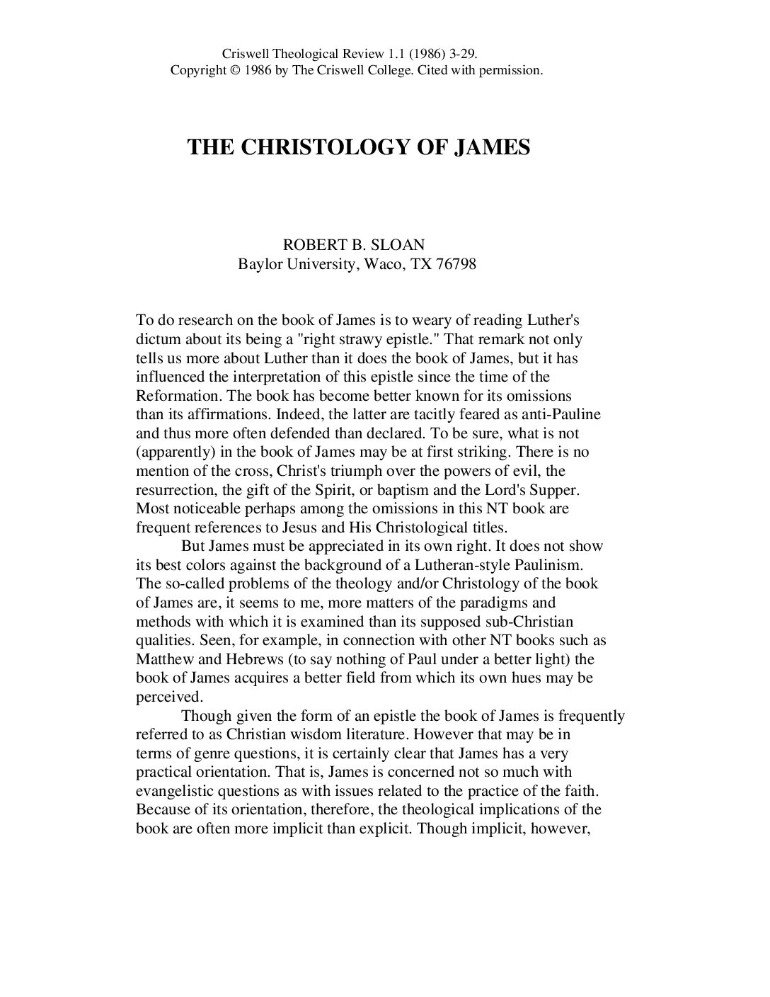 The Christology of James