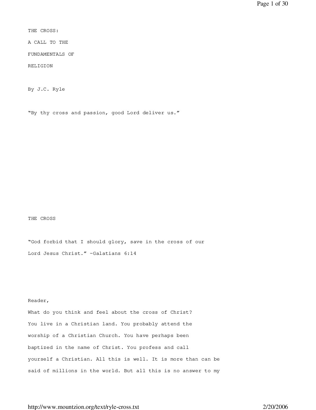 The Cross A Call to the Fundamentals of Religion