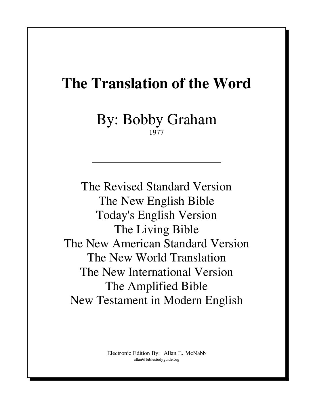 The Translation of the Word
