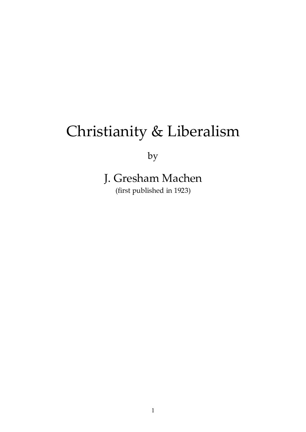 Christianity and Liberalism