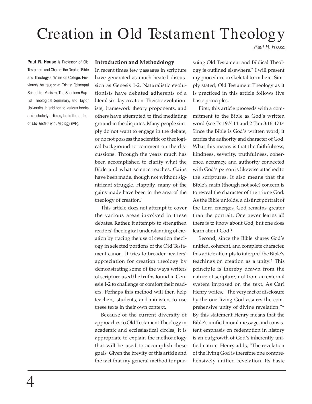 Creation in OT Theology