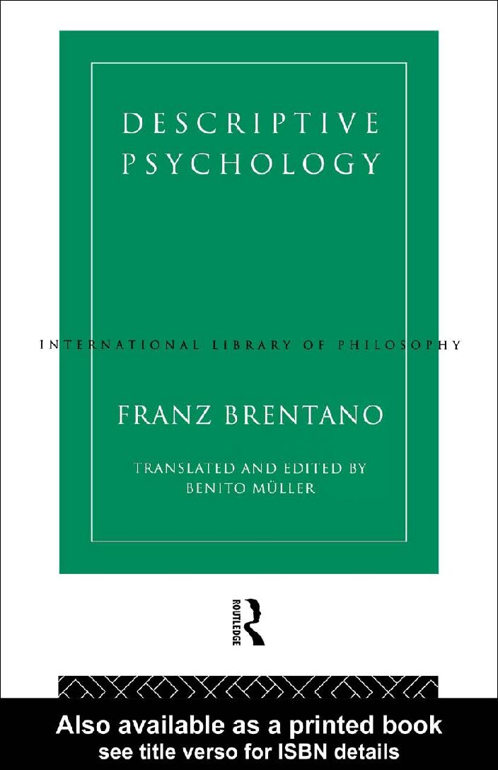 Descriptive psychology - Brentano