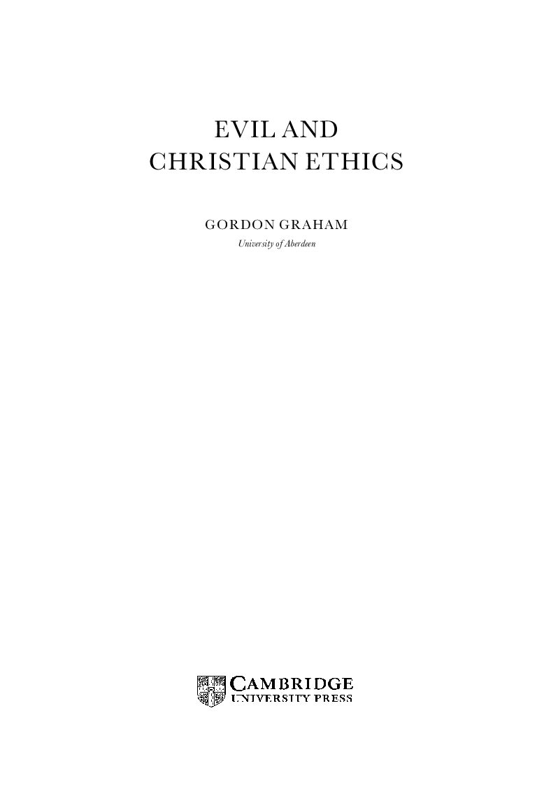 Evil and Christian Ethics