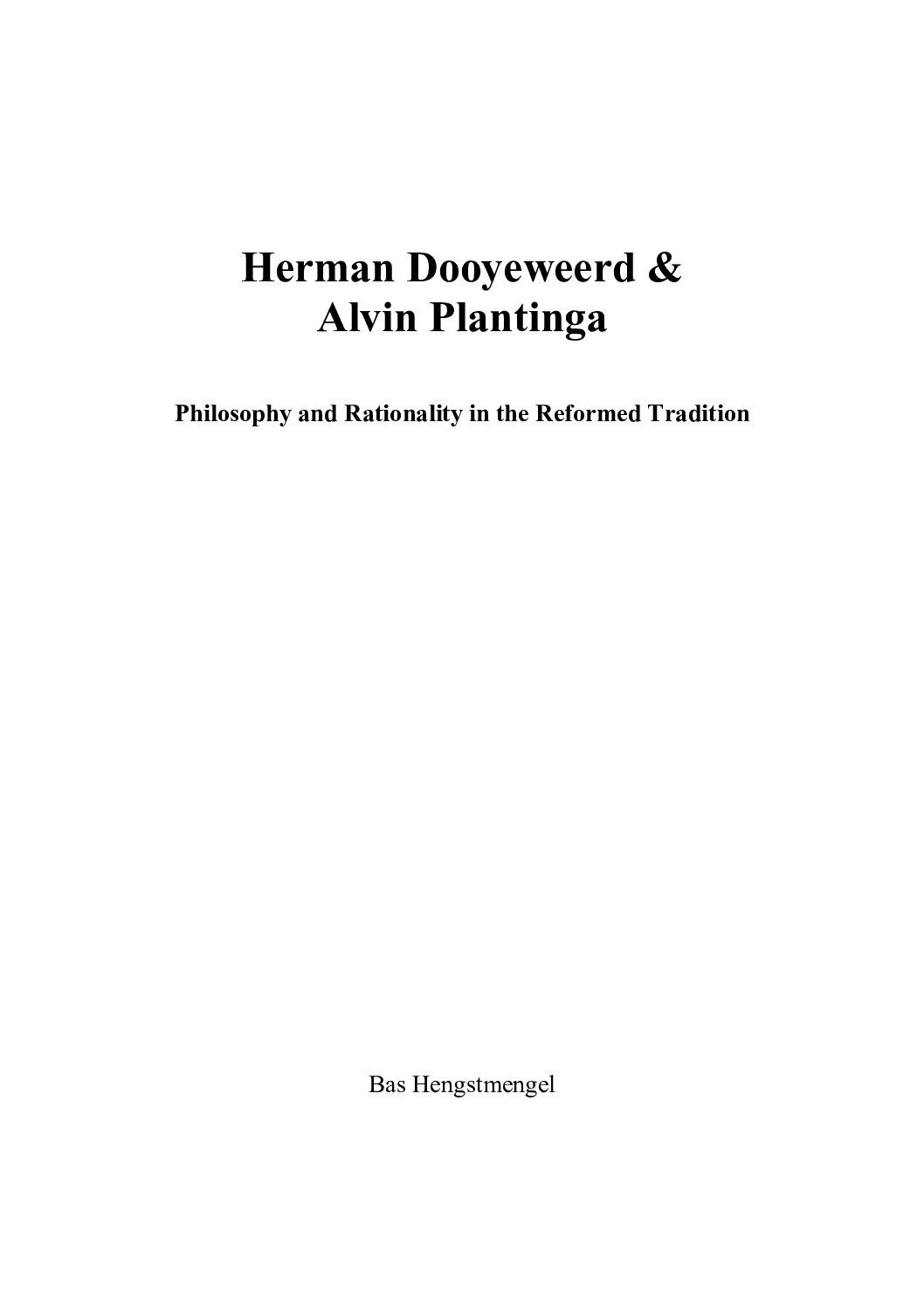 Hengstmengel - Herman Dooyeweerd Alvin Plantinga